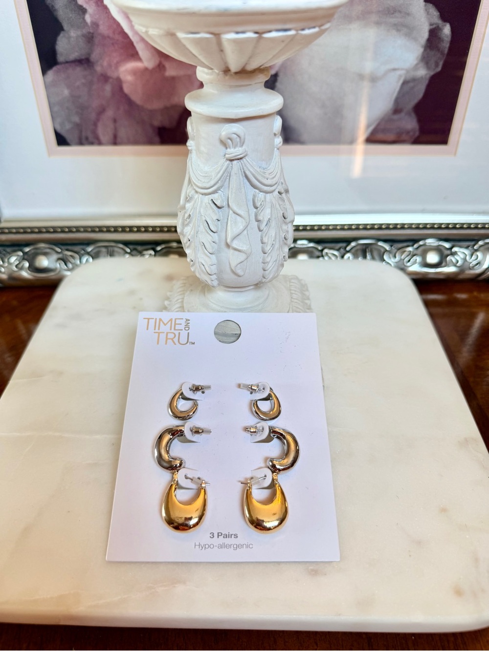 Time and Tru 3-Pair Hypoallergenic Hoop Earrings Set NWT
